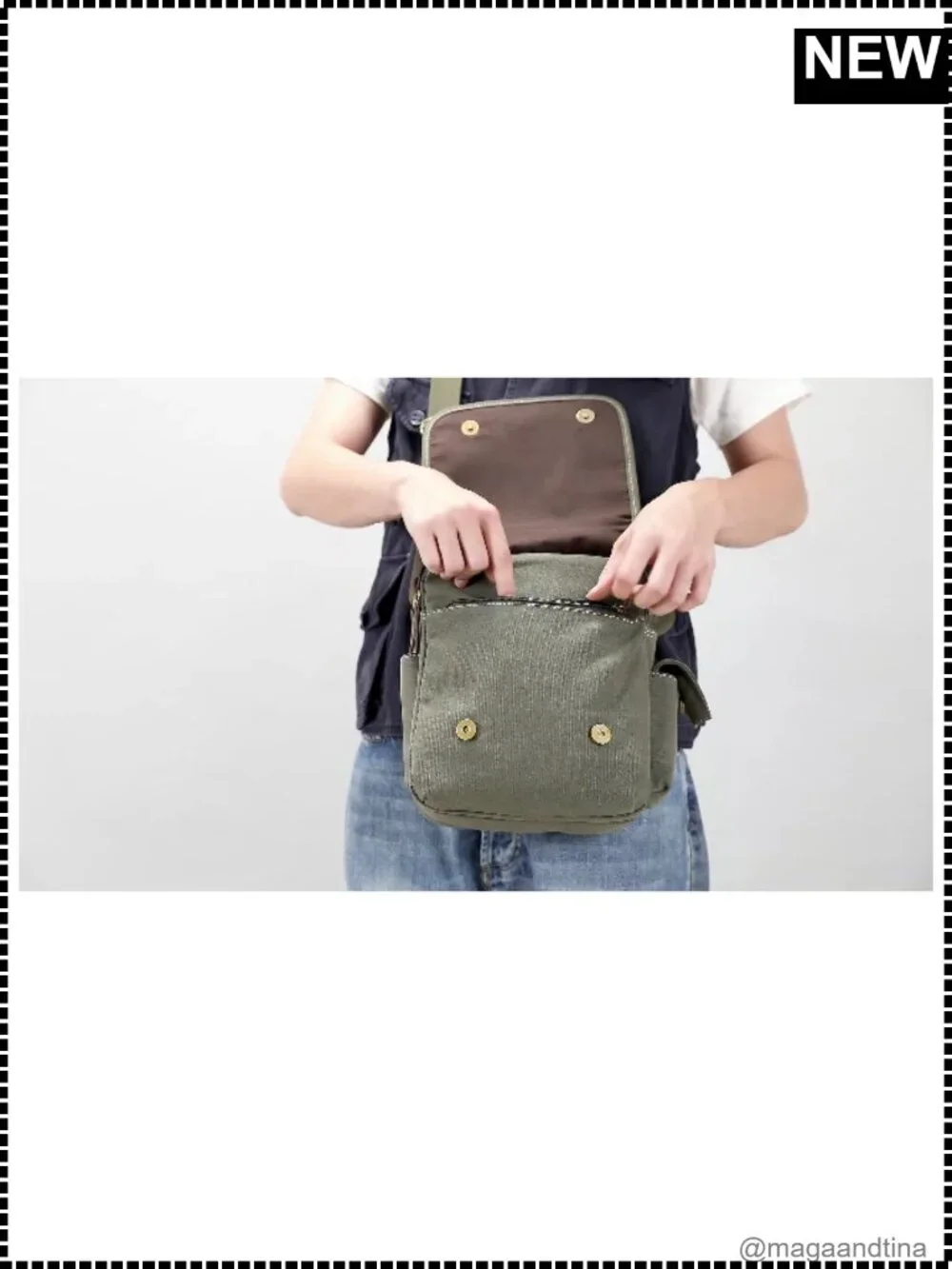 Canvas Messenger Bag Small Crossbody Shoulder Bag Work Travel Multi-Pocket